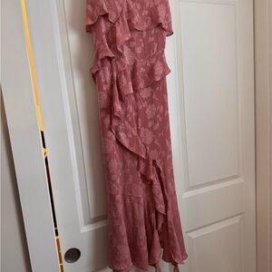 Zara Asymmetrical Pink Ruffle Dress
